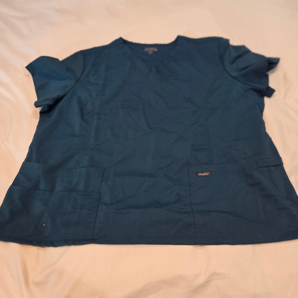 Sanibel Scrubs Scrub Top Women 3XL Teal NWT V-Neck Short Sleeve Pocketed